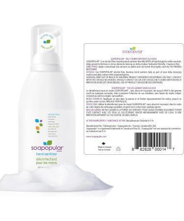 Soapopular Alcohol Free Foam Hand Sanitizer 0.15% Benzalkonium Chloride Hypoallergenic Fragrance Free Safer for Kids 550mL (Pack of 3) - Buy Online on GoSupps.com