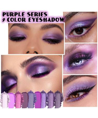 Premium 9 Color Eyeshadow Palette - Glitter & Matte Waterproof Makeup in Purple Pink Lavender | Highly Pigmented Shimmer Sparkling Party Ready - Buy Online on GoSupps.com
