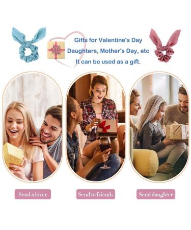 7 Pack Bunny Ear Hair Scrunchies - Chiffon Satin Silk Elastic Hair Bands for Girls & Women - Vintage Hair Accessories in 7 Colors - Buy Online on GoSupps.com