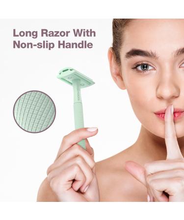 Copper Single Blade Razor | Gentle & Close Shave | Double Edge Safety Razor with 10 Blade Refills | Eco-Friendly Less Irritation for Sensitive Skin | Mint Green - Buy Online on GoSupps.com