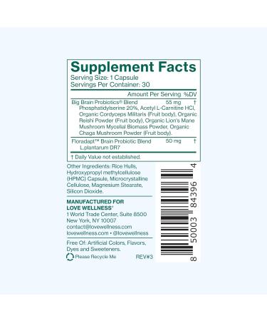 Love Wellness Daily Love Multivitamin & Big Brain Probiotics | Mind and Body Duo | Womens Vitamin and Probitoic 15 Count (Pack of 2) - Buy Online on GoSupps.com