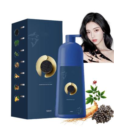 Zhihuashi Plant-Based Hair Coloring Cream Caviar Hair Colour Cream Qiweitang Bubble Plant Hair Dye Shampoo Bubble Plant Hair Dye Hair Color For Gray Hair Coverage (Black)