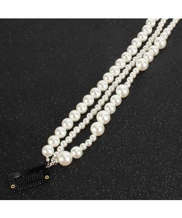 Minkissy Pearl Beads Strand Elegant Hair Chain Hair Extensions Barrettes Ponytail Decor For Women Bride Birthday Wedding Valentines Day Party - Buy Online on GoSupps.com