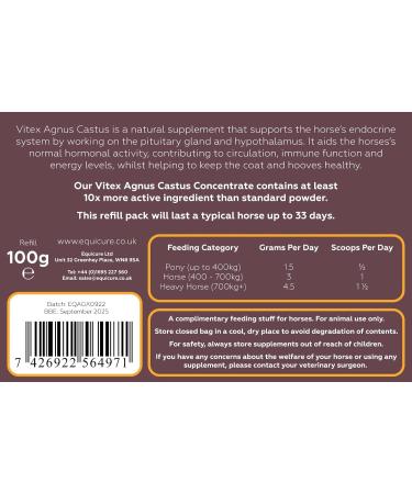 Equicure Vitex Agnus Castus 10x Concentrate 100g Refill - Horse/Pony Supplement - Buy Online on GoSupps.com