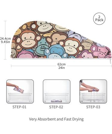 Small Monkey Hair Towel 2 Pack | Super Absorbent Quick Dry Hair Turbans for Women & Girls - Buy Online on GoSupps.com