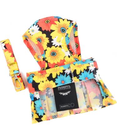 Paidful Dog Harness Dress for Small Dogs & Cats | Colorful Flower Tutu Rock Mesh Breathable Pet Clothing with 1.6m Leash - Perfect for Spring/Summer | Chihuahua Yorkie Apparel in Orange (Back Length 20cm) - Buy Online on GoSupps.com