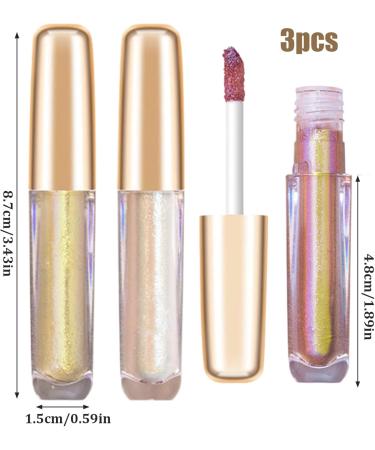 Liquid Glitter Eyeshadow 3PCS Metallic Multichrome Eyeshadow Highly Pigment Holographic Eyeshadow Long Lasting Chrome Eyeshadow 1 Style 1 - Buy Online on GoSupps.com