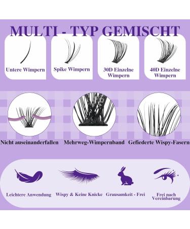 B & Q Eyelash Extensions Set | 30D + 40D DIY Spike Lash Kit - Bond & Seal & Tweezers Included | Multi-Style Mix (10-16 Mix) | Perfect for Professional or DIY Use - Buy Online on GoSupps.com