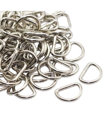 CrocSee Metal D Ring 1 inch Non Welded Nickel Plated Pack of 100 (Large) Large 1 inch(26mm)