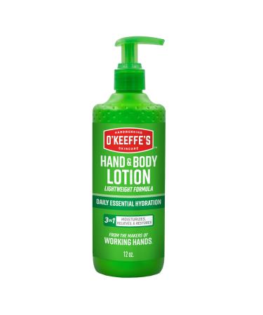 O'Keeffe's Hand and Body Lotion with Glycerin and Shea Butter - 12 oz Pump (1 Pack) - Daily Essential Hydration Heals & Relieves Extremely Dry Skin 12 Ounce (Pack of 1) 1 - Pack