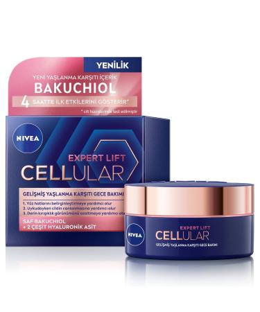 Nivea Hyaluron Cellular + Elasticity and Contour Night Cream Anti-Wrinkle Night Cream Reduces Wrinkles  Firming Face Cream for Elastic & Strengthened Skin