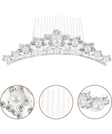 minkissy Rhinestone Pearl Crown Hair Comb - Mini Princess Crown Comb Wedding Crystal Tiara Crown Headbands for Wedding Birthday Party - Buy Online on GoSupps.com