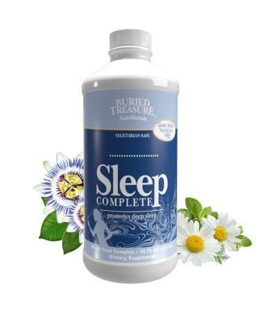 Buried Treasure Sleep Complete Promotes Restful Sleep with Chamomile Passion Flower Lemon Balm Melatonin Herbal Whole Food Complex 16 oz