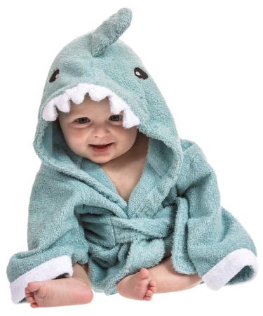 Lexikind hooded towel baby: terry bathrobe - baby towel with hood - hooded bath towel (shark blue)