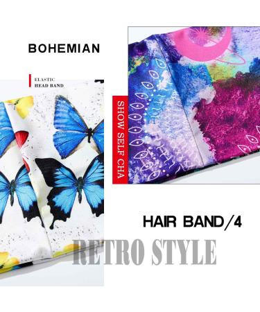 Olbye Wide Boho Headbands 4Pcs - Butterfly Stretch Hair Bands for Women and Girls - Buy Online on GoSupps.com