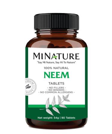 Neem Tablets by mi Nature| 90 Tablets, 1000 mg| 45 Days Supply| Clear Skin| Acne Free| Detoxifying Supplement| Vegan | Better Digestion | Anti-inflammatory | Herbal Supplements