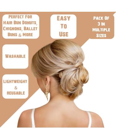 Styla Hair 3 Piece Donut Hair Bun Maker (1 Small 1 Medium 1 Large) Blonde - Buy Online on GoSupps.com
