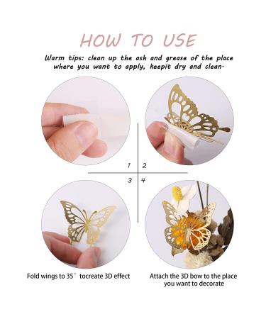 40 PCS Laser 3D Butterfly Cupcake Toppers for Baby Shower, Wedding, Birthday Party - Gold Mixed Styles - Buy Online on GoSupps.com
