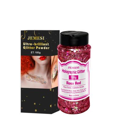 HOLOGRAPHIC Chunky Glitter - Rosenrot 100g | Craft Glitter for Resin Face Nail Body & Slime - Ideal for Festivals & Parties - Buy Online on GoSupps.com