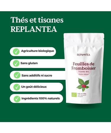 FEUILLE DE FRAMBOISIER TISANE BIO 100g (50 Tasses) | Infusion Fin de Grossesse | Th de Pr paration l'accouchement REPLANTEA - Buy Online on GoSupps.com