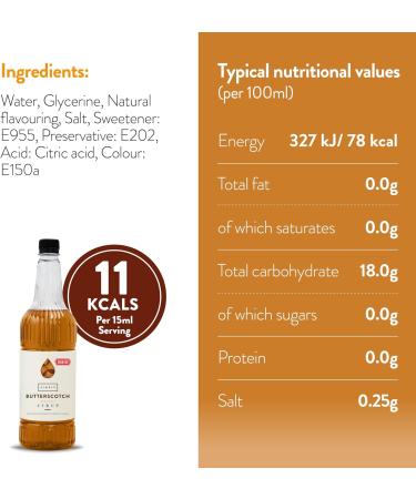 Simply Sugar Free Butterscotch Syrup Low Calorie Vegan & Nut Free Flavoured Syrup for Coffee Cocktails & Baking (1 Litre) - Buy Online on GoSupps.com