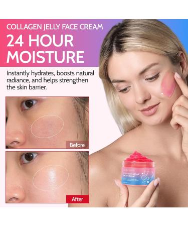 Creme Collagene Visage 2PCS Collagen Jelly Cream de la marquee Cr me la Gel e de Collag ne Augmente l'hydratation de la barri re de la peau et donne un aspect brillant et lift 24h - Buy Online on GoSupps.com