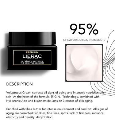 Lierac Premium Voluptuous Cream - Age-Defying Hydrating Face Moisturizer with Niacinamide & Hyaluronic Acid | Nourish Firm & Smooth Skin | 50ml - International Shipping Available - Buy Online on GoSupps.com