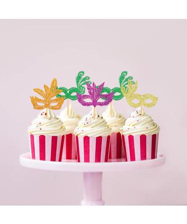 Keaziu 24PCS Mardi Gras Cupcake Topper Masquerade Masks Bachelorette Mask Cupcake Toppers Masquerade Mardi Gras Baby Shower Birthday Party Decorations Supplies 1 Mask 1 - Buy Online on GoSupps.com