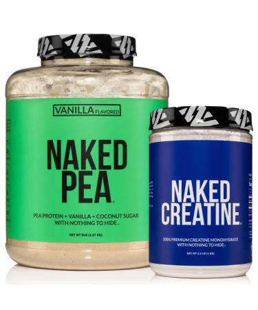 NAKED Vanilla Pea Protein Isolate 5LB Bulk + Pure Micronized Creatine Monohydrate 1 000g (200 Servings) Plant-Based Vegan Non-GMO Gluten Free Soy Free