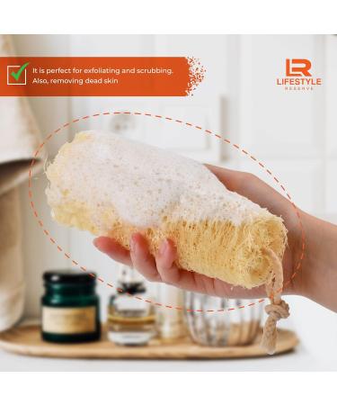 Organic Loofah Sponge - Unbleached Eco-Friendly Exfoliating Bath Scrubber (3 Pack) for Men & Women | Ship Internationally - Buy Online on GoSupps.com