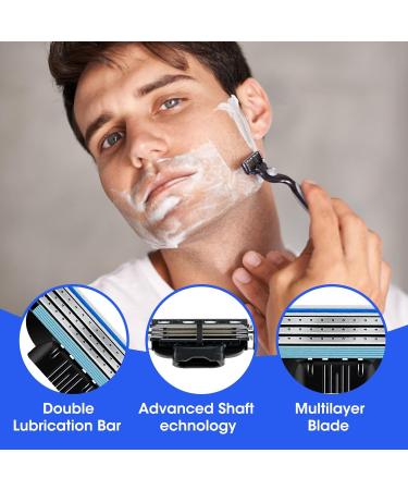 4 Pcs Razor Blades Refills Men's 3-Layer Refills Replacement Blade Compatible with Most Handles Universal Double Lubrication Strip Enhanced Glide Manual Shaver Blades for Me Malen Boyfriend Father - Buy Online on GoSupps.com