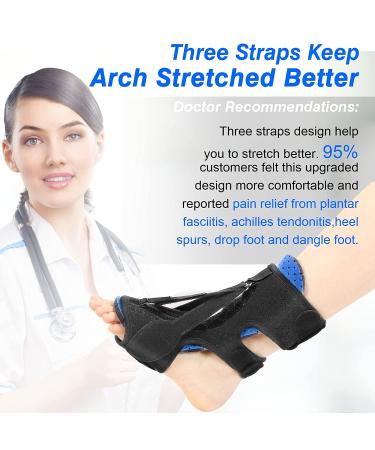 2022 Adjustable Plantar Fasciitis Night Splint - Plantar Fasciitis Relief for Foot Drop, Ankle Pain, Heel Pain, Achilles Tendonitis - 3 Fixing Straps - Buy Online on GoSupps.com
