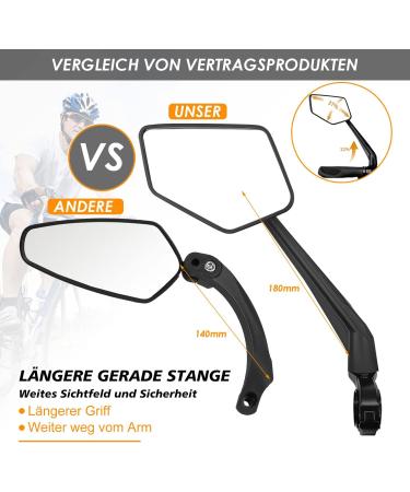 Arkham Extra Large Bicycle Mirror - 360 Swivel Shatterproof & Durable - Universal Fit for E-Bikes & Standard Bikes (Left Handlebar 21-25.4mm) - Buy Online on GoSupps.com