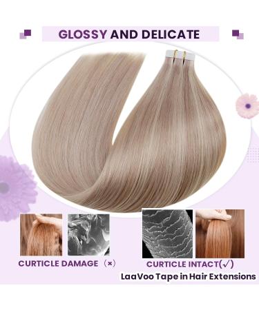 Laavoo Invisible Tape Extensions | Real Hair Blonde | Seamless Tape-In Hair Extensions | Light Blonde Highlights | 50g #P18/613 | 20pcs 50cm - Buy Online on GoSupps.com