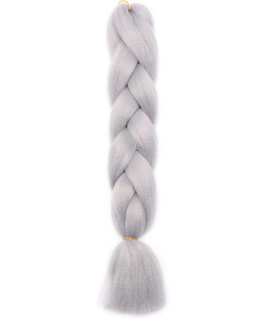 24" Hair Braid Braiding Hair Extension One Piece 100g Synthetic Heat-Resistant Crochet - Silver Grey - Buy Online on GoSupps.com