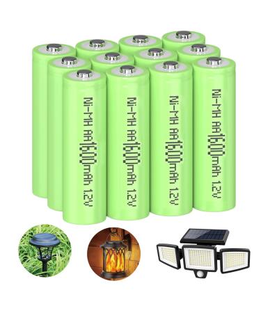 1.2V NiMH Batteries AA 1600mah High Capacity 12 Packs Double A Rechargeable Battery Pre-Charged for Wireless Mouse and Keyboards Gaming Controllers RC Remotes and Others