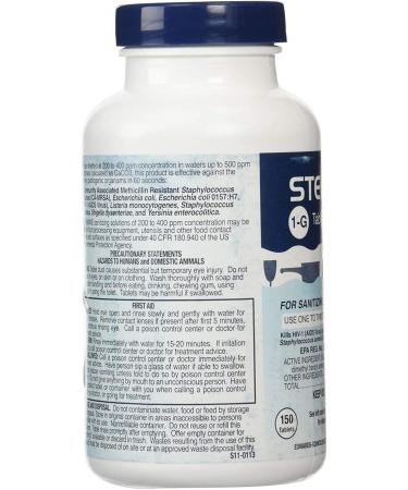 Steramine Sanitizing Tablets Model 1-G - 150 Sanitizer Tablets, Blue - Food Contact Surface Sanitizer - 1 Bottle Pack - Buy Online on GoSupps.com