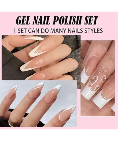French Manicure Kit Gel Nail Polish Set for French Manicure White Nude Jelly Gel Polish Set with Nail Stamper Gel Polish for French Tips Set Soak Off UV/LED French Manicure Gift Set for Women Girl - Buy Online on GoSupps.com