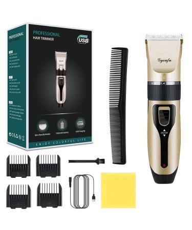 Hair Clippers for Men Hair Cutting Kit Electric Rechargeable Beard Trimmer Cordless Beard Shaver for Pet Dogs Baby Kids with Guide Combs (Gold A2)