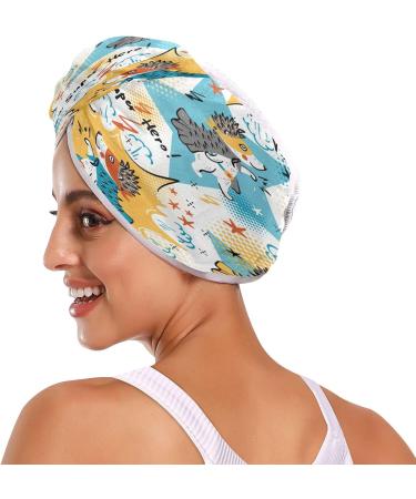 Super Hero Hedgehog Quick Dry Hair Cap Set | 2-Piece Absorbent Towel & Button Headband - Soft & Comfortable - Buy Online on GoSupps.com