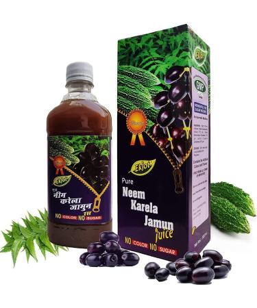 JARA EKJOT Neem Karela Jamun Juice for maintaining blood sugar levels Lowers Bad Cholesterol Levels for glowing skin 100 natural no added sugar 500ml - Buy Online on GoSupps.com