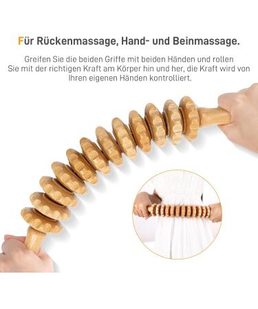 Wooden Massage Roller for Lymphatic Drainage | Back Massager with Handle | Fascia Rod for Waist & Thighs - International Shipping Available - Buy Online on GoSupps.com