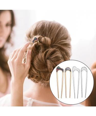 WLLHYF 4-Piece Vintage French U-Shaped Hair Pins for Women - Metal French U Pins for Elegant Buns and Chignon Hairstyles - Buy Online on GoSupps.com