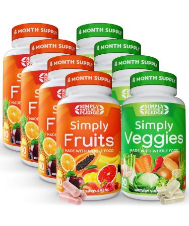 Simply Nature's Pledge - Packed with Over 40 Different Fruits & Vegetables - 4 Month Supply- Made with Whole Food Superfoods - with Aloe Vera 100% Soy Free - 720 Capsules