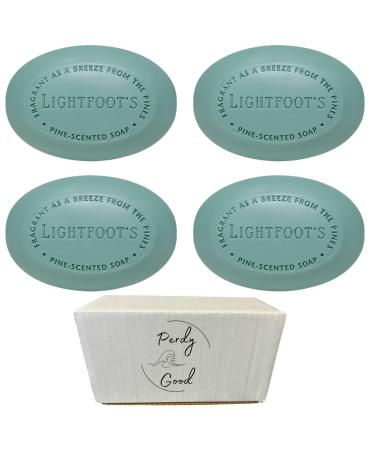 Lightfoot's Pine Soap for Men (Set of 4 Bars) All Natural Pine Scented Mens Athletic Soap for Body Soap or Pine Hand Soap with one (1) Soap Gift Box