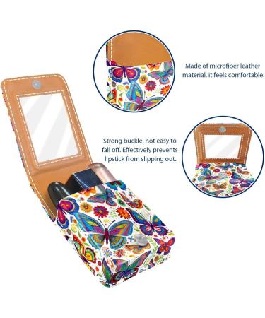 Travel Lipstick Organizer Case - Portable Makeup Bag with Mirror | Butterfly Floral Design | Shop Now - Buy Online on GoSupps.com
