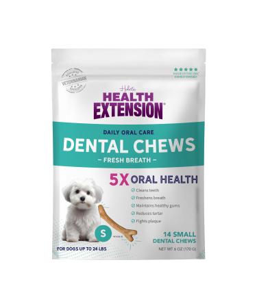 Health Extension Fresh Breath Dental Bones for Dogs 14 Small Bones Supports Dental Health Freshens Breath Ideal for Puppy Training Fresh Breath Small (Pack of 14)