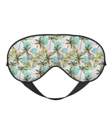 Watercolor Palm Tree Print Sleep Masks Comfortable & Super Soft Eye Mask with Adjustable Strapsoft Filling Lightweight for Home Or Travel Use