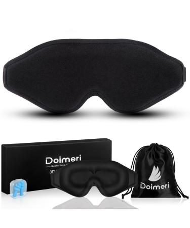 Sleep Mask for Women Men Eye Mask for Sleeping Comfortable Light Blocking Sleeping Mask with Adjustable Strap for Night Shift Travel Nap by Doimeri - Black