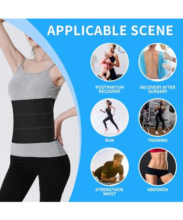 S Abdominal Binder Post Surgery - Elastic Waist Band for Stomach Support & Compression | Latex-free Breathable Hernia Belt for Tummy Tuck & Bariatric - 3 Panel - Fits 30-45" Waist - Black - Buy Online on GoSupps.com